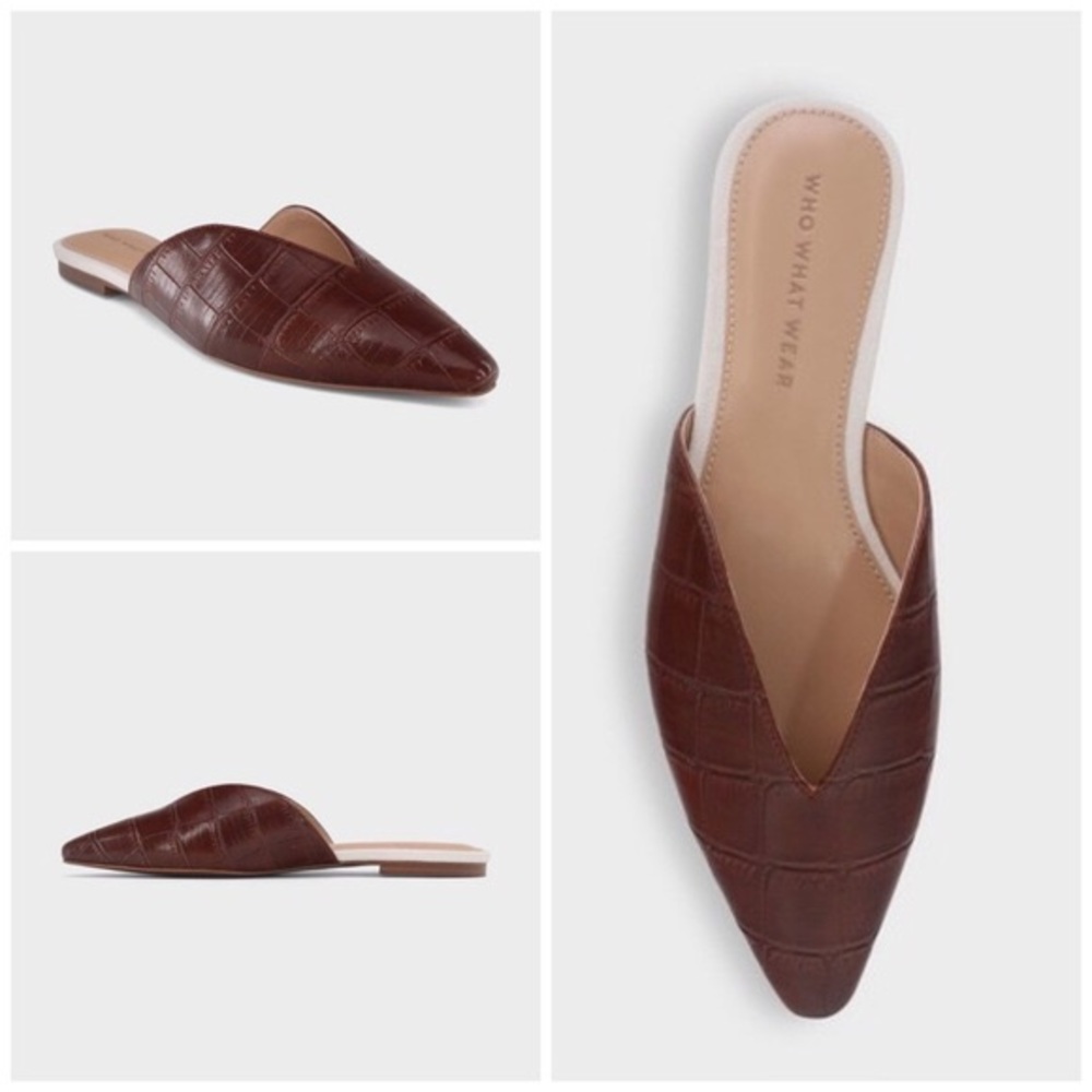Who What Wear Croc Flat Mules